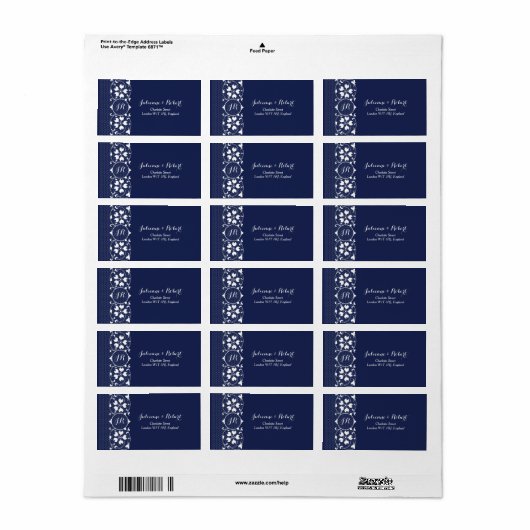 Elegante kant Monogram bruiloft Adresetiketten Etiket (Full Sheet)