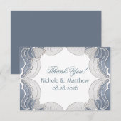 Elegante kant op blauw bruiloft Vrijgezellenfeest Bedankkaart (Voorkant / Achterkant)
