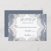 Elegante kant op Blue Wedding RSVP Kaarten (Voorkant / Achterkant)