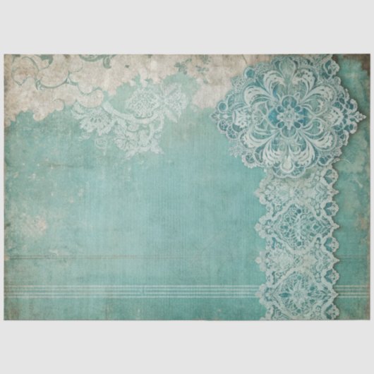 Elegante kant teal grunge decoupage tissuepapier (Voorkant)