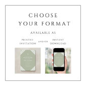 Elegante kantel sagegroene doop kaart