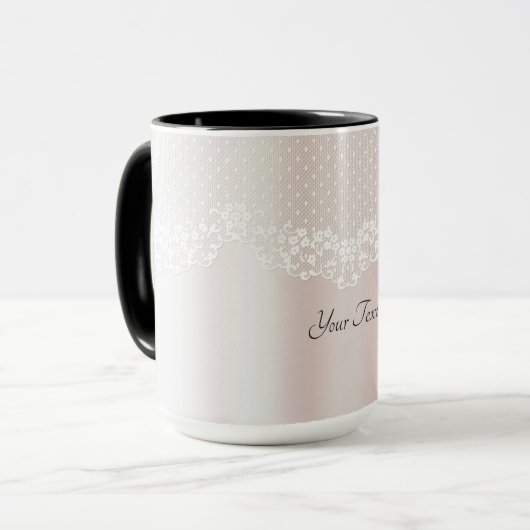 Elegante Kanten Bloem Mok (Voorkant links)