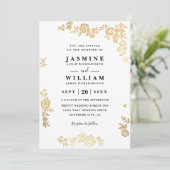 Elegante Kanten Bloem Rustieke Gouden QR Code Trou Kaart (Staand voorkant)