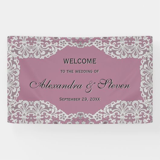 Elegante kanten bruiloft in elke kleur spandoek (Horizontaal)