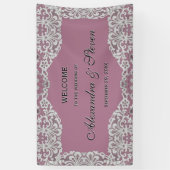 Elegante kanten bruiloft in elke kleur spandoek (Verticaal)