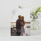 Elegante kanten foto Save the Date Kaart (Staand voorkant)