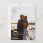 Elegante kanten foto Save the Date Kaart (Voorkant)