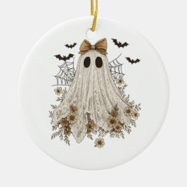 Elegante Kanten Geest met Strik | Bloemige Geest  Keramisch Ornament