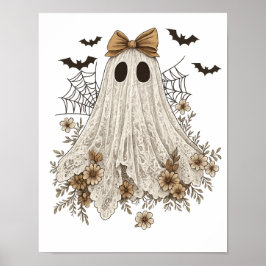 Elegante Kanten Geest met Strik | Bloemige Geest  Poster