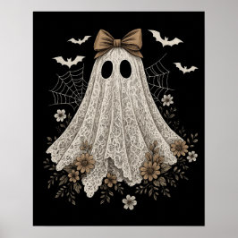 Elegante Kanten Geest met Strik | Bloemige Geest  Poster