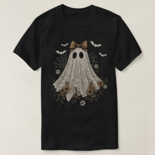 Elegante Kanten Geest met Strik Bloemige Geest T-shirt