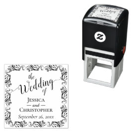 Elegante  kanten rand de bruiloft van  zelfinktende stempel