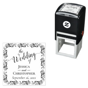 Elegante kanten rand de bruiloft van zelfinktende stempel