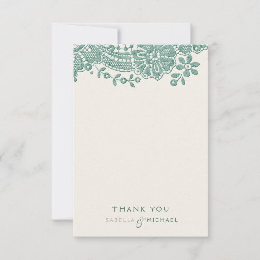 Elegante kanten rustieke bruiloft dank u bedankkaart (Voorkant)