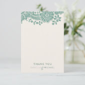 Elegante kanten rustieke bruiloft dank u bedankkaart (Staand voorkant)
