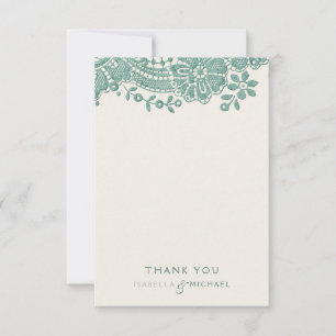 Elegante kanten rustieke bruiloft dank u bedankkaart