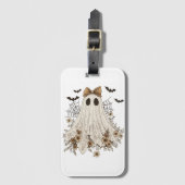 Elegante Kanten Spook met Strik | Bloemig Spook Bagagelabel (Voorkant (verticaal))