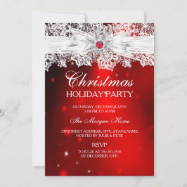 Elegante kanten strik rode kerstvakantie feest kaart