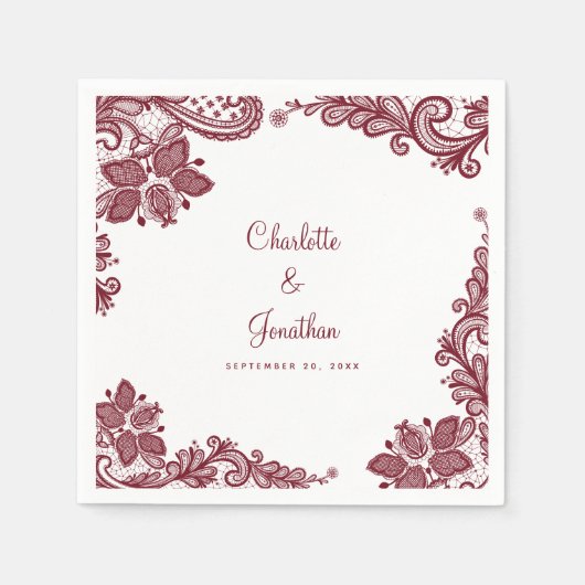 Elegante Kanten Trouw Verlovings Bruid & Bruidegom Servet (Voorkant)