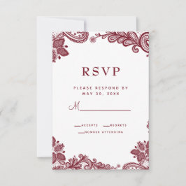 Elegante Kanten Trouwbrief Details Blauw Wit RSVP Kaartje
