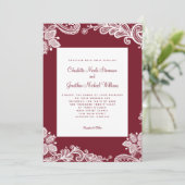 Elegante kanten trouwfoto op maat Rood Wit Kaart (Staand voorkant)