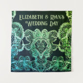 Elegante Kanten Trouwuitnodiging Wandkleed (Voorkant)