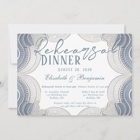 Elegante kantgrens in blauw repetitiediner kaart (Voorkant)