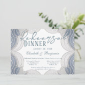 Elegante kantgrens in blauw repetitiediner kaart (Staand voorkant)