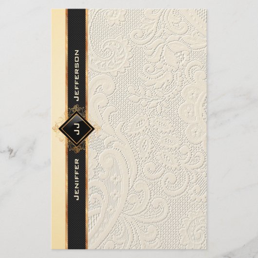 Elegante  kanttextuur Stationery Paper Briefpapier (Voorkant)