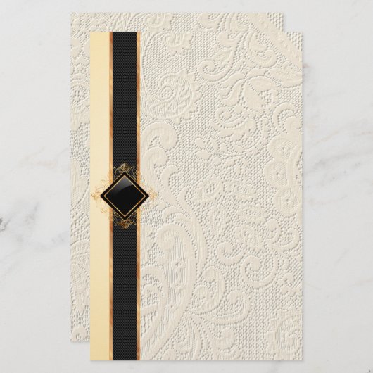 Elegante  kanttextuur Stationery Paper Briefpapier (Voorkant / Achterkant)
