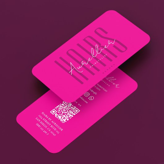 Elegante kapper diepe roze fuchsia visitekaartje