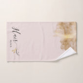 Elegante kapper gouden schaar Haarstylist roze Handdoek (Handdoek)