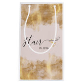 Elegante kapper gouden schaar Haarstylist roze Klein Cadeauzakje (Voorkant)