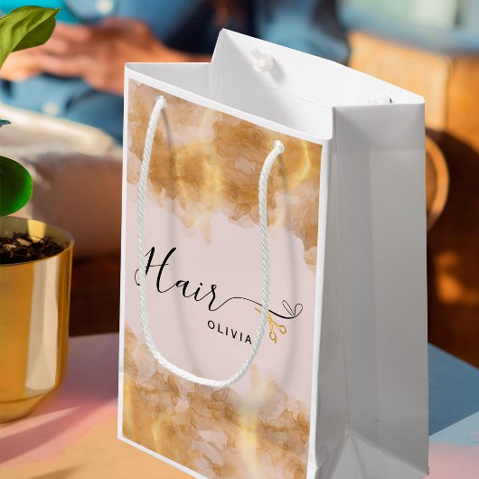 Elegante kapper gouden schaar Haarstylist roze Klein Cadeauzakje