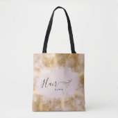 Elegante kapper gouden schaar Haarstylist roze Tote Bag (Voorkant)