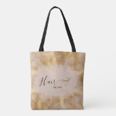Elegante kapper gouden schaar Haarstylist roze Tote Bag (Achterkant)