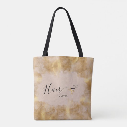 Elegante kapper gouden schaar Haarstylist roze Tote Bag (Achterkant)