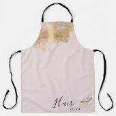 Elegante Kapper Gouden Schaar Kapsalon Naam Schort (Voorkant)