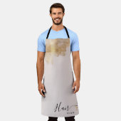 Elegante Kapper Gouden Schaar Kapsalon Naam Schort (Gedragen)