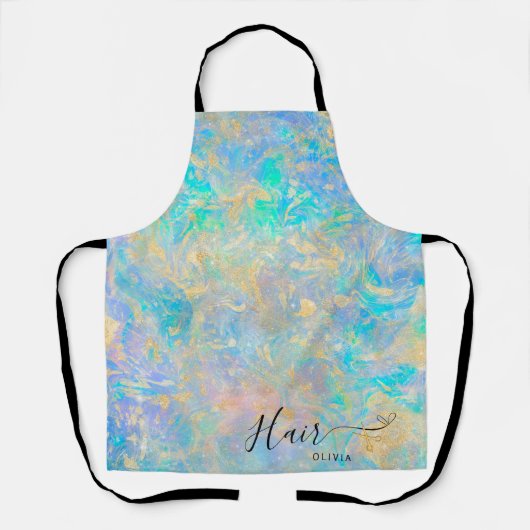 Elegante kapper Opal Stone Haarstylist naam Schort (Voorkant)