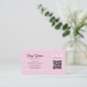 Elegante Kapper Script Roze Minimaal QR Code Visitekaartje (Staand voorkant)