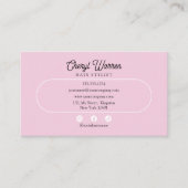 Elegante kapper script wit & roze minimaal visitekaartje (Voorkant)
