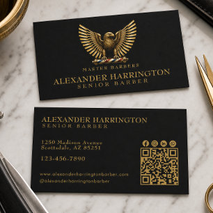 Elegante Kapperszaak Golden Eagle Logo Kapper Visitekaartje