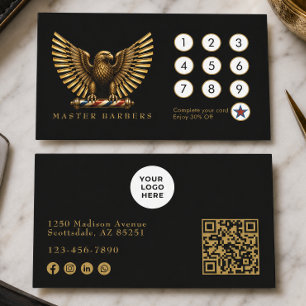 Elegante Kapperszaak Gouden Adelaar Logo Kapper Klantenkaartje