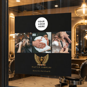 Elegante Kapperszaak Gouden Adelaar Logo Kapper Raamsticker