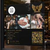 Elegante Kapperszaak Gouden Adelaar QR-code Logo  Raamsticker
