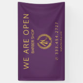 Elegante kapperszaak mannen kapsalon paarse goud spandoek (Verticaal)