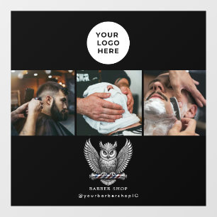 Elegante Kapperszaak Zilveren Uil Logo Kapper Raamsticker