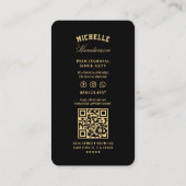 Elegante kapperszaak zwart goud kappersschaar visitekaartje (Achterkant)