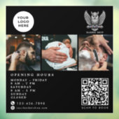 Elegante Kapperzaak Zilveren Uil QR-code Logo Raamsticker (Vel 3)